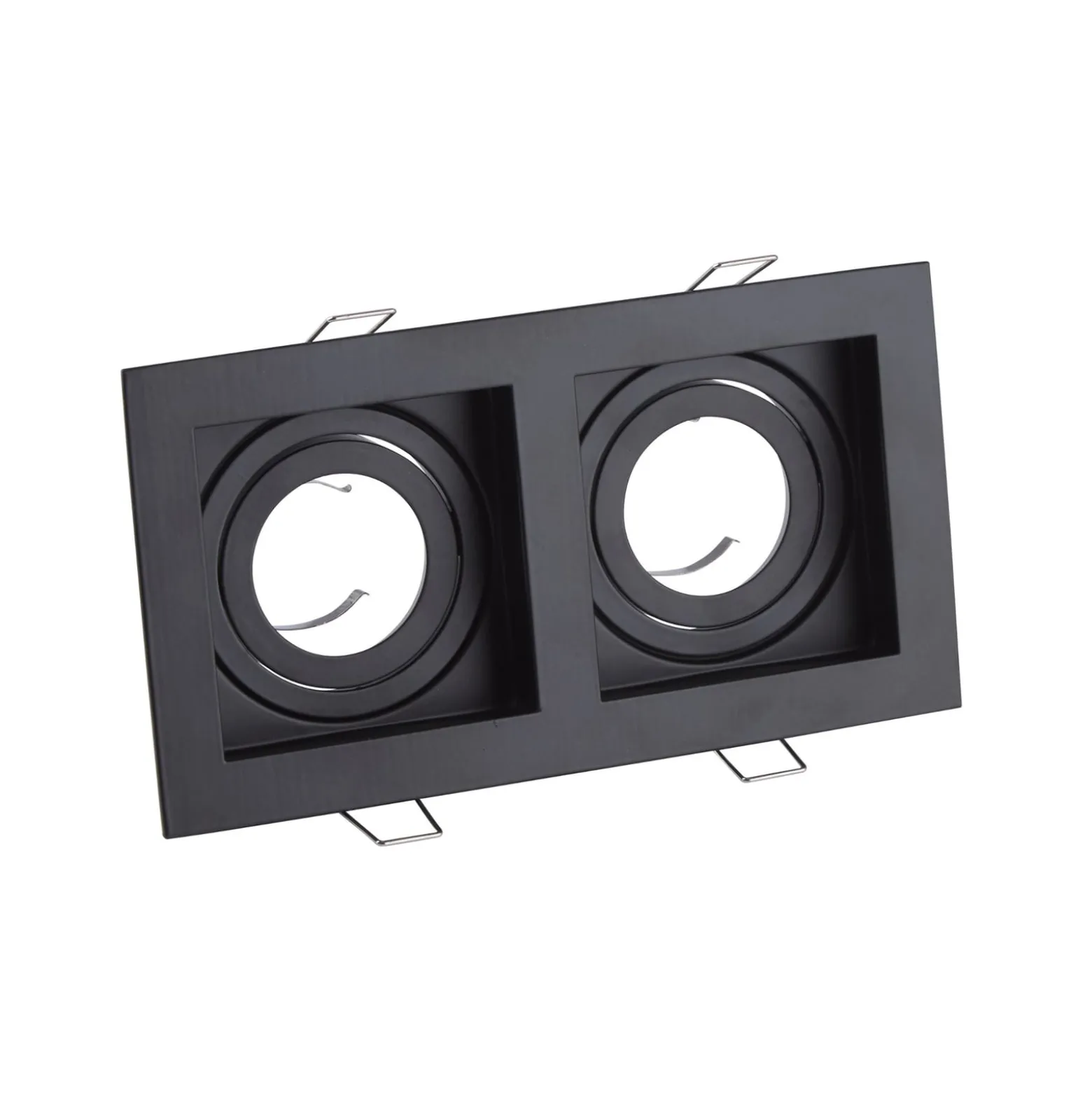 Einbauleuchte Grid Two, 2-flg, schwarz, 18,5x10cm, Alu, GU10