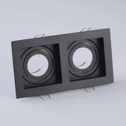 Einbauleuchte Grid Two, 2-flg, schwarz, 18,5x10cm, Alu, GU10