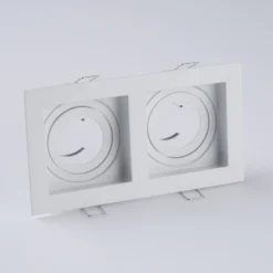 Einbauleuchte Grid Two, 2-flg, weiß, 18,5x10 cm, Alu, GU10