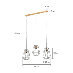 Envostar Finan Pendel 3flammig linear Schirm 21cm