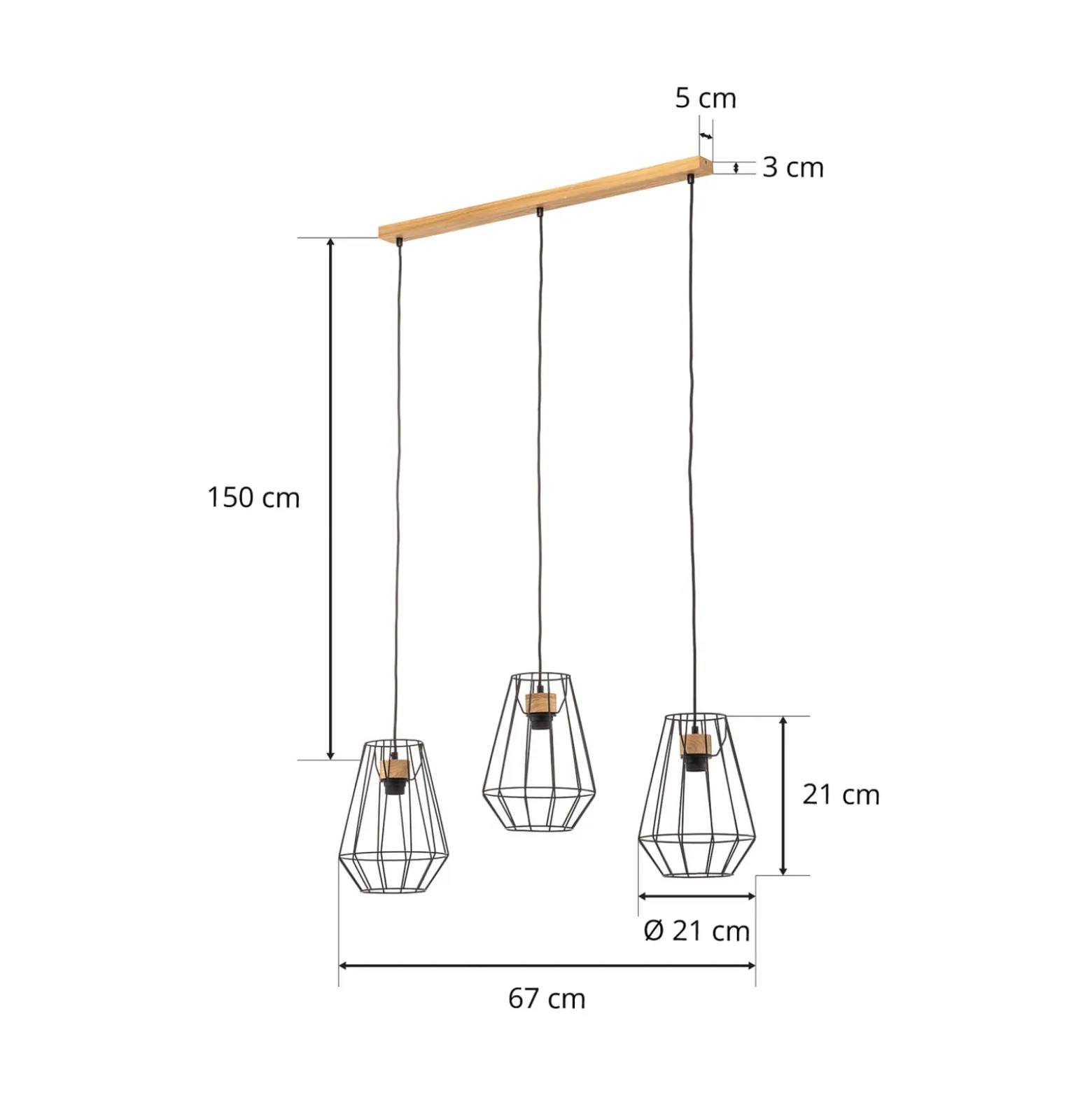 Envostar Finan Pendel 3flammig linear Schirm 21cm