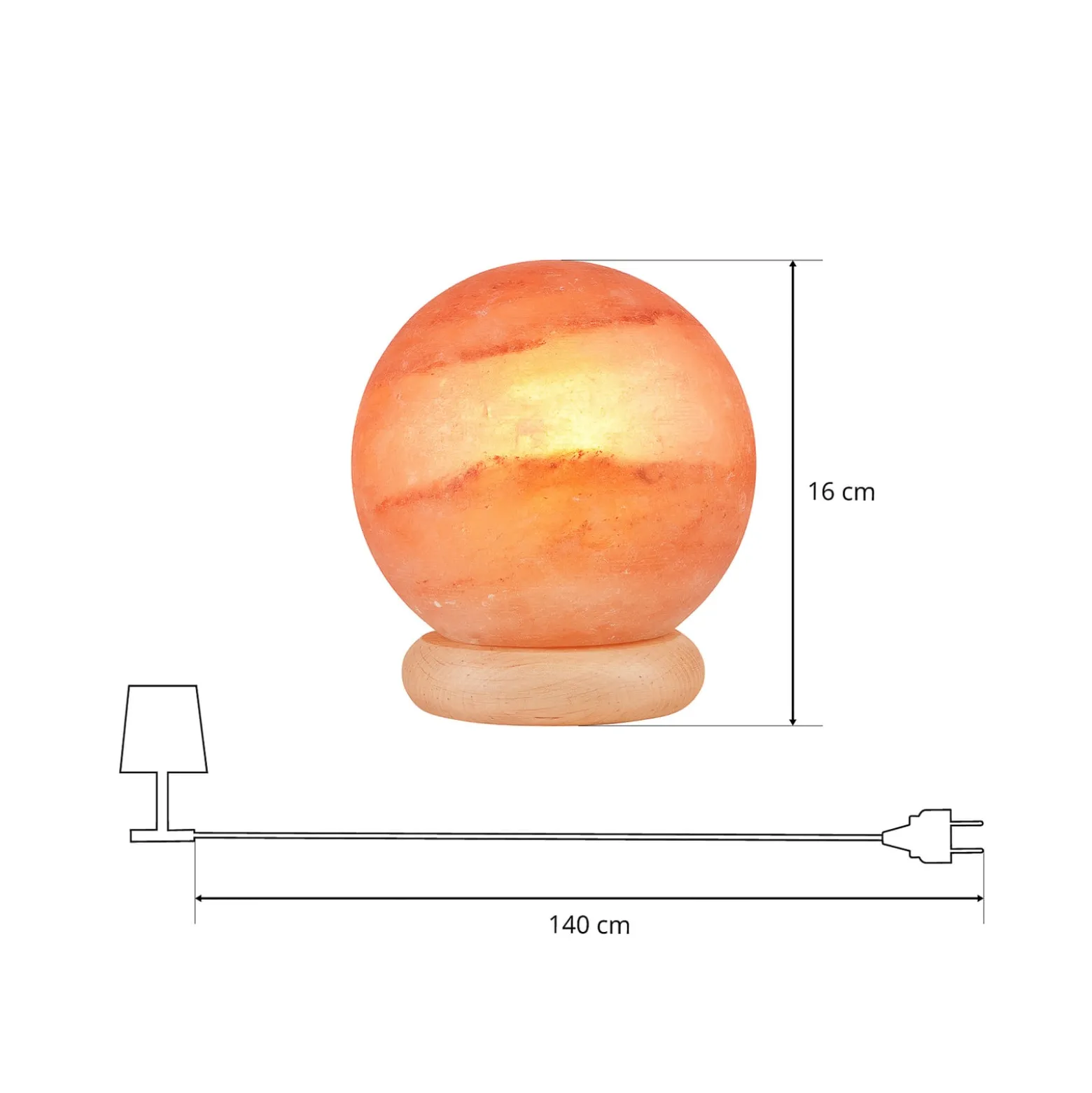Envostar Harmony Salz-Tischlampe Kugel Holzsockel