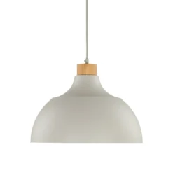 Envostar Hängeleuchte Kaitt, beige, Ø 34 cm, Holzdetail