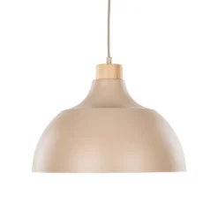 Envostar Hängeleuchte Kaitt, sandfarben, Ø 34 cm, Holzdetail