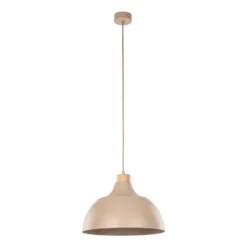 Envostar Hängeleuchte Kaitt, sandfarben, Ø 34 cm, Holzdetail