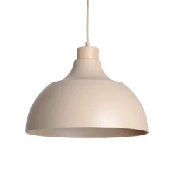 Envostar Hängeleuchte Kaitt, sandfarben, Ø 34 cm, Holzdetail