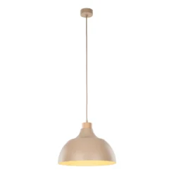 Envostar Hängeleuchte Kaitt, sandfarben, Ø 34 cm, Holzdetail