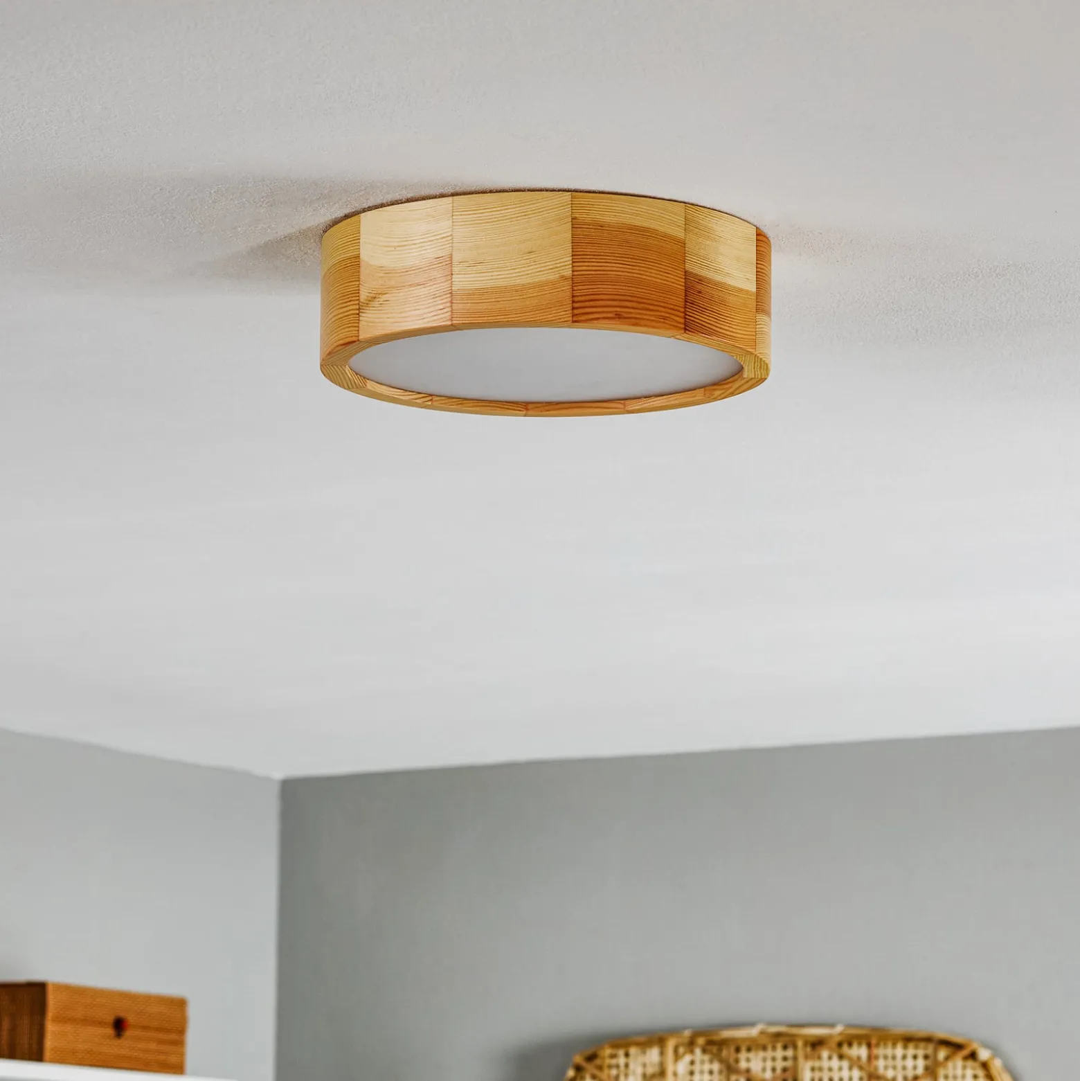 Envostar Kerio Deckenlampe, Ø 27 cm, kiefer natur