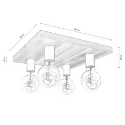 Envostar Lobo Deckenlampe 4fl. Kiefer grau