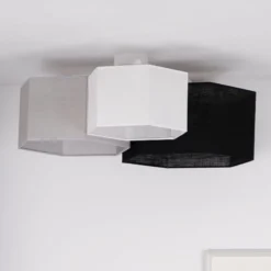 Euluna Deckenlampe Emil, Textil schwarz/grau/weiß, 3-flammig
