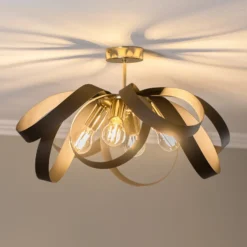 Euluna Deckenleuchte Petla, schwarz/gold, Metall, Ø 65 cm