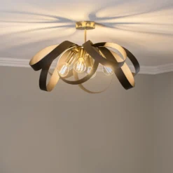 Euluna Deckenleuchte Petla, schwarz/gold, Metall, Ø 65 cm