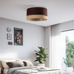 Euluna Levo Deckenleuchte, Ø60cm, jute/dunkelbraun
