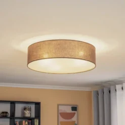 Euluna Roller Decke, Stoffschirm erdfarben, Ø50cm