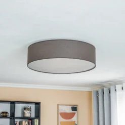 Euluna Roller Decke, Stoffschirm erdfarben, Ø50cm