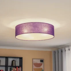 Euluna Roller Decke, Stoffschirm violett, Ø 50 cm