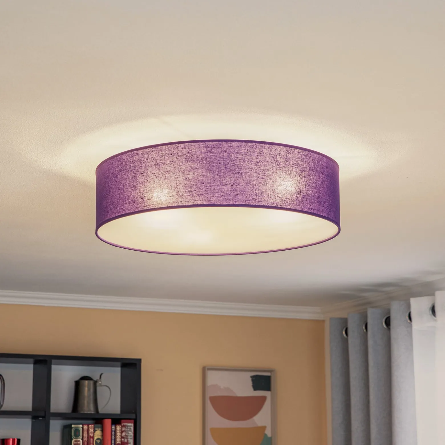Euluna Roller Decke, Stoffschirm violett, Ø 50 cm