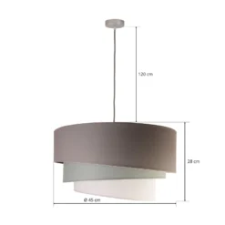 Euluna Trio Hängelampe beige/aquamarin/écru Ø45cm