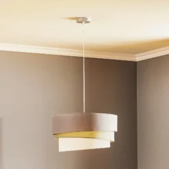 Euluna Trio Hängelampe beige/aquamarin/écru Ø45cm