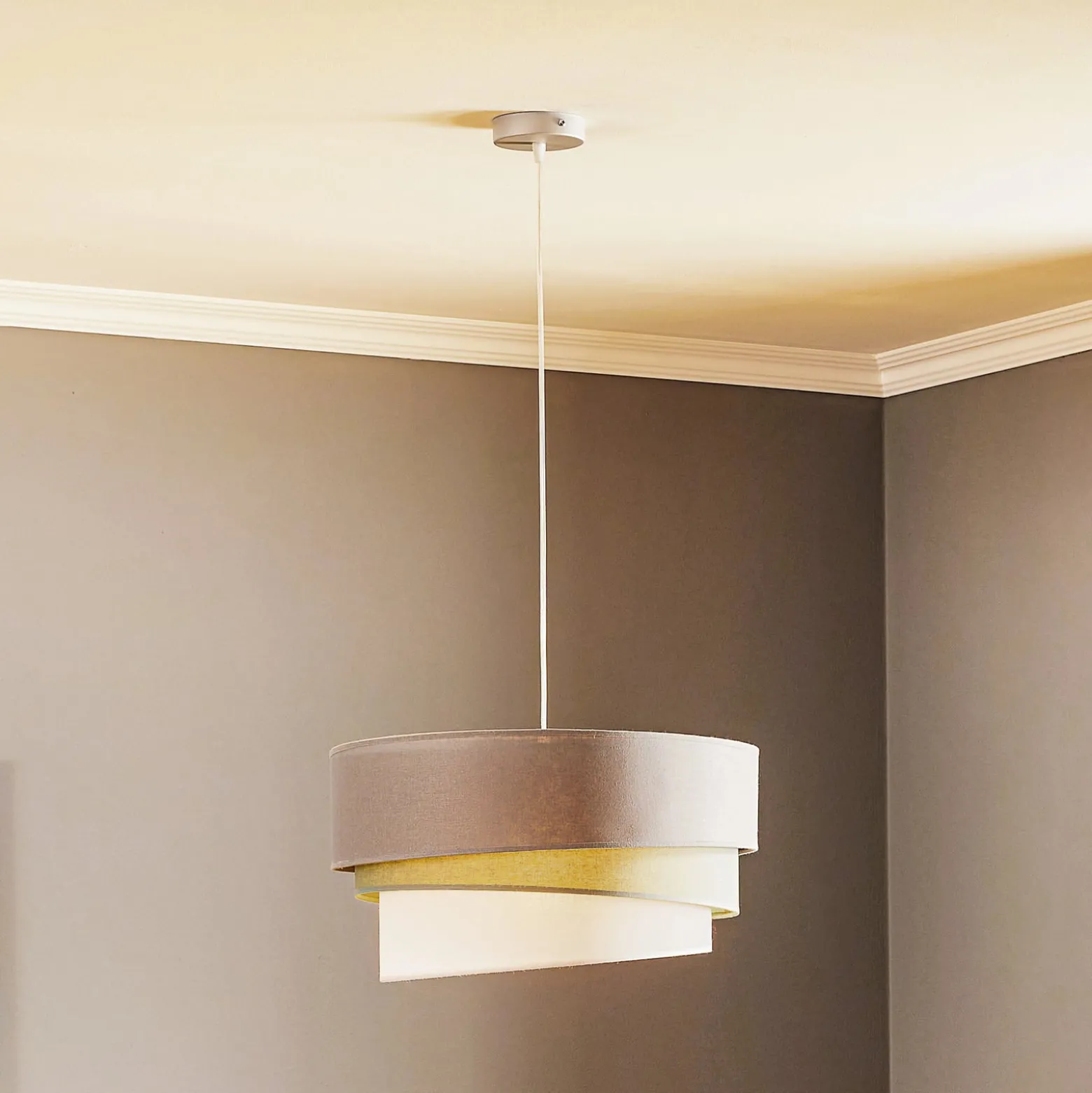 Euluna Trio Hängelampe beige/aquamarin/écru Ø45cm