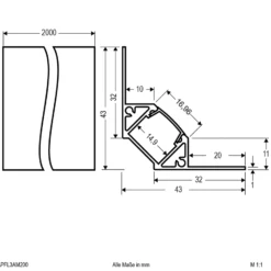 EVN APFL3 Alu-Fliesen-Eckprofil innen 200cmx4,3cm