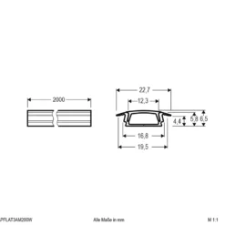 EVN APFLAT3 Alu-Profil, 200cm T-Profil, weiß
