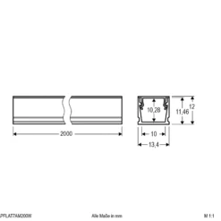 EVN APFLAT7 Alu-Profil 200cm, U-Profil, weiß