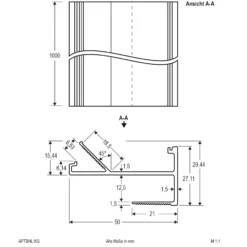 EVN APTBH Alu-Profil deckengerichtet 100cm alu