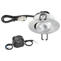 EVN PC20 Einbaulampe rund Phasendimmer 3000K alu