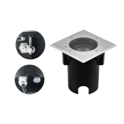 EVN Pentola Einbaulampe edelstahl 13,5x13,5 3.000K