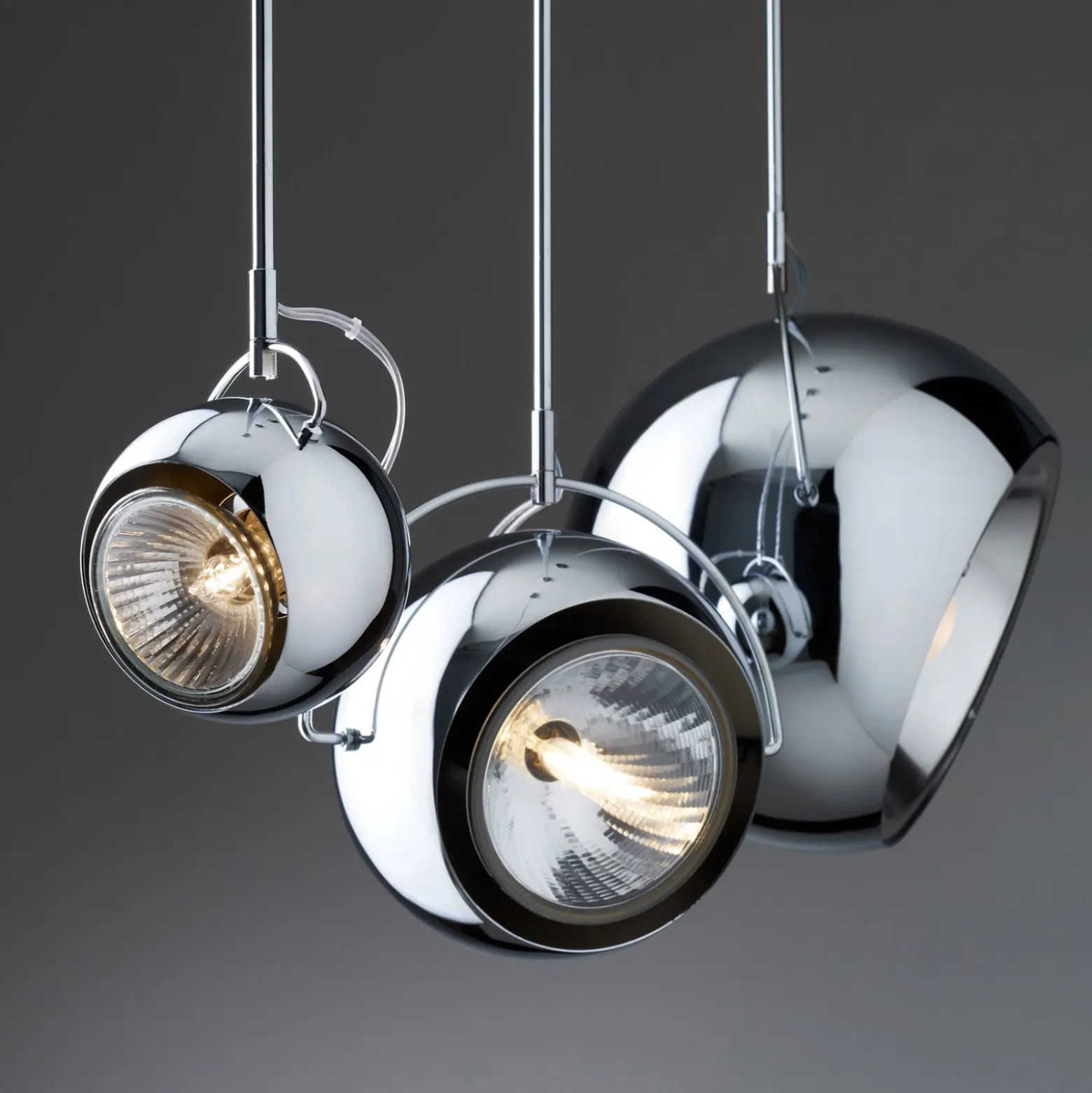 Fabbian Beluga Steel Chrom-Hängeleuchte, Ø 9 cm