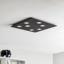 Fabbian Quarter - schwarze LED-Deckenlampe 7flg.