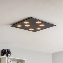 Fabbian Quarter - schwarze LED-Deckenlampe 7flg.