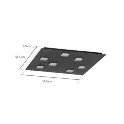 Fabbian Quarter - schwarze LED-Deckenlampe 7flg.