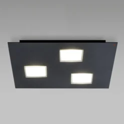Fabbian Quarter - schwarze LED-Deckenlampe 3flg.