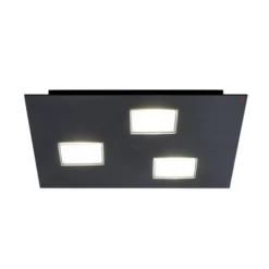 Fabbian Quarter - schwarze LED-Deckenlampe 3flg.