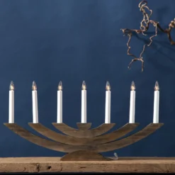 Fensterleuchter Navida, Holz, 7-flammig, braun