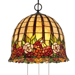 Floral gestaltete Tiffany-Pendelleuchte Rosecliffe