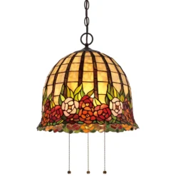 Floral gestaltete Tiffany-Pendelleuchte Rosecliffe