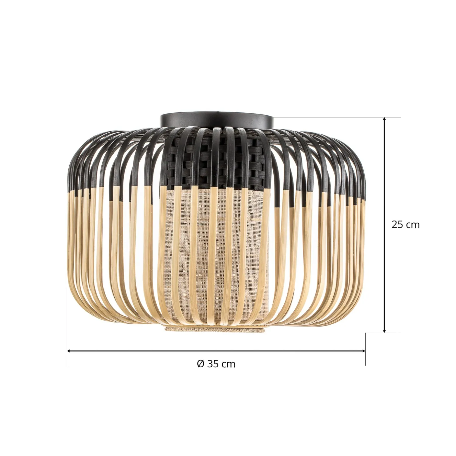 Forestier Deckenleuchte Bamboo S, Ø 35 cm, schwarz