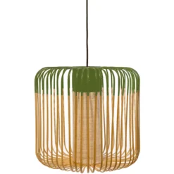 Forestier Pendellampe Bamboo M, Ø 45 cm, grün