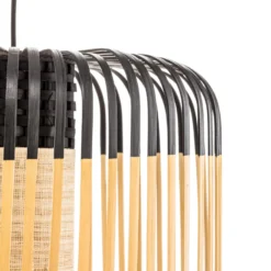 Forestier Pendellampe Bamboo M, Ø 45 cm, schwarz