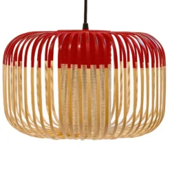 Forestier Pendellampe Bamboo S, Ø 35 cm, rot