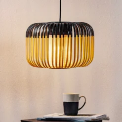 Forestier Pendellampe Bamboo S, Ø 35 cm, schwarz
