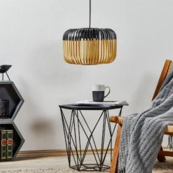 Forestier Pendellampe Bamboo S, Ø 35 cm, schwarz