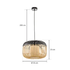Forestier Pendellampe Bamboo S, Ø 35 cm, schwarz