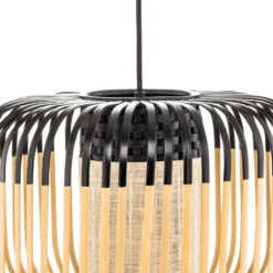 Forestier Pendellampe Bamboo S, Ø 35 cm, schwarz
