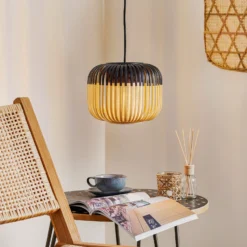 Forestier Pendellampe Bamboo XS, Ø 27 cm, schwarz