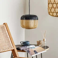 Forestier Pendellampe Bamboo XS, Ø 27 cm, schwarz