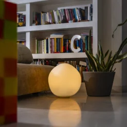Foscarini Tischleuchte Hoba Grande, Ø 36 cm, ein/aus, Glas